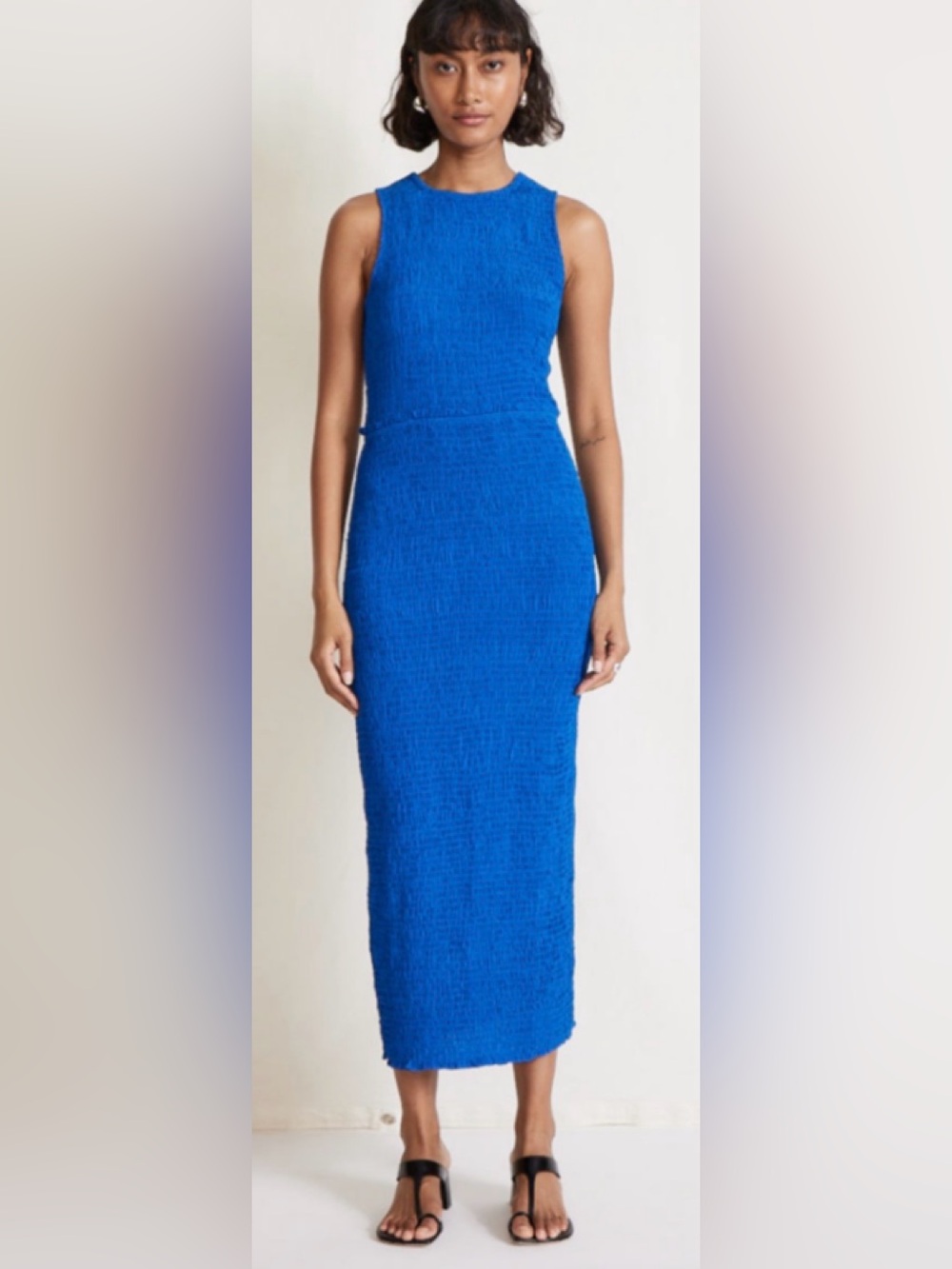 Apiece Apart Suenos Smock Tank MIDI Dress Royal Blue Small $425 Rt